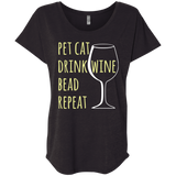 Pet Cat-Drink Wine-Bead Ladies Triblend Dolman Sleeve