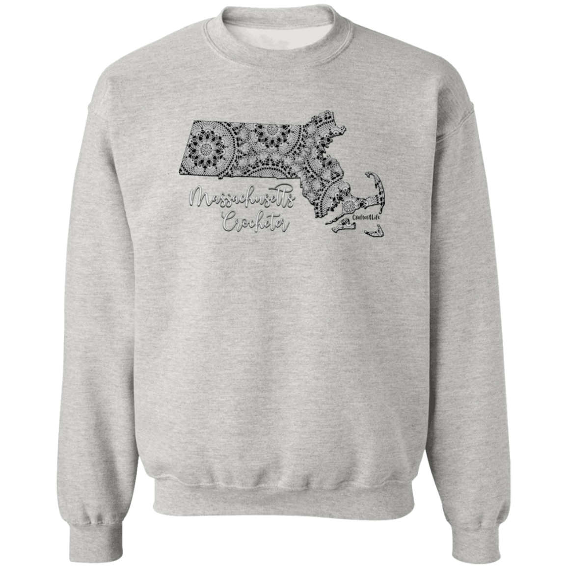 Massachusetts Crocheter Crewneck Pullover Sweatshirt