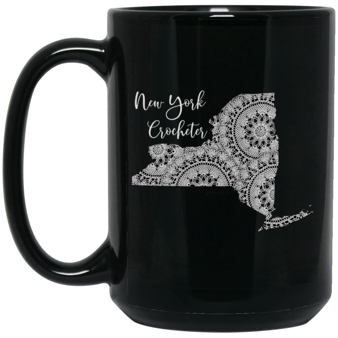 New York Crocheter Black Mugs