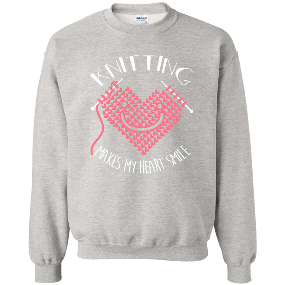 Knitting Makes My Heart Smile Crewneck Pullover Sweatshirt