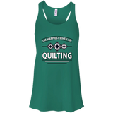 I'm Happiest When I'm Quilting Flowy Racerback Tank