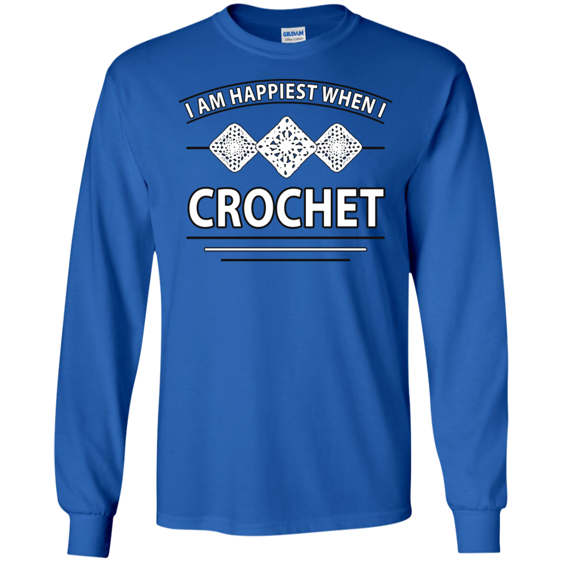 I Am Happiest When I Crochet Long Sleeve Ultra Cotton T-shirt - Crafter4Life - 11