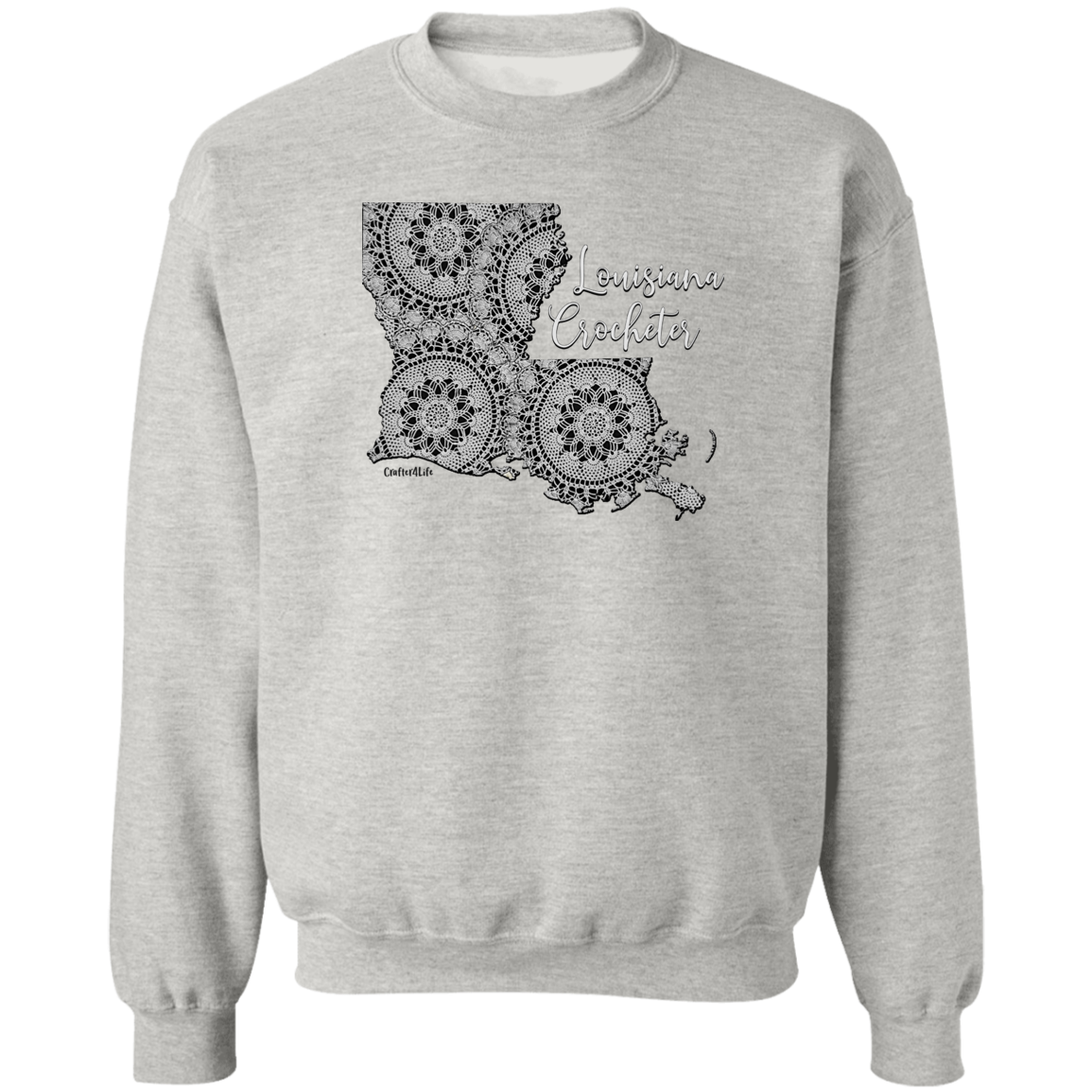 Louisiana Crocheter Crewneck Pullover Sweatshirt