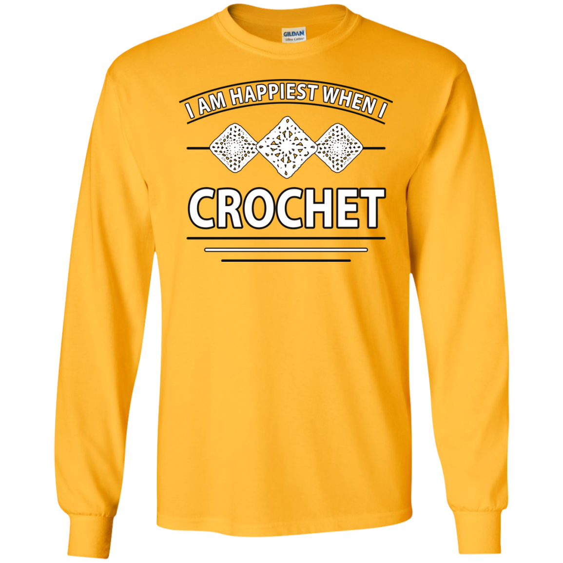 I Am Happiest When I Crochet Long Sleeve Ultra Cotton T-shirt - Crafter4Life - 10