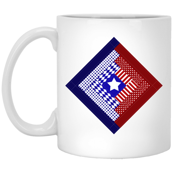 Patriotic Log Cabin Square White Mugs
