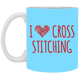 I Heart Cross Stitching White Mugs