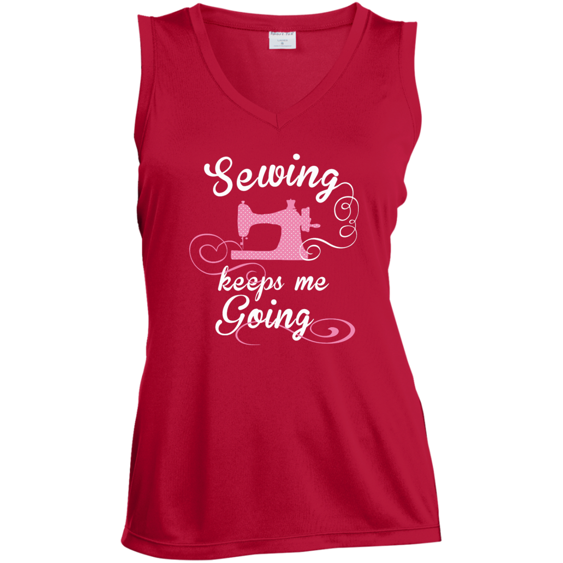 Sewing Keeps Me Going Ladies Sleeveless V-Neck - Crafter4Life - 5