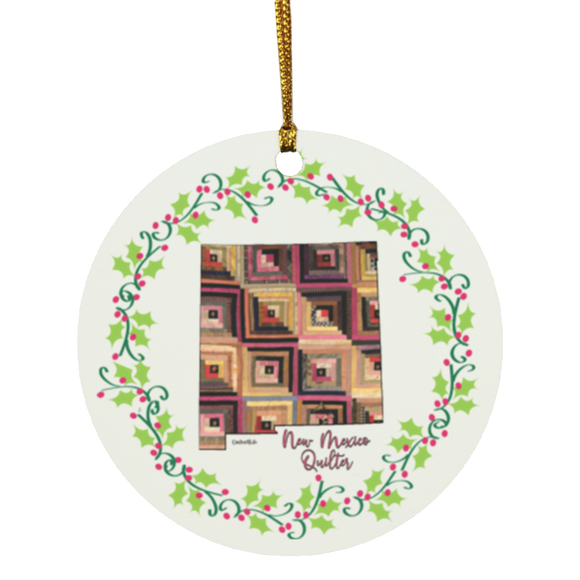 New Mexico Quilter Christmas Circle Ornament