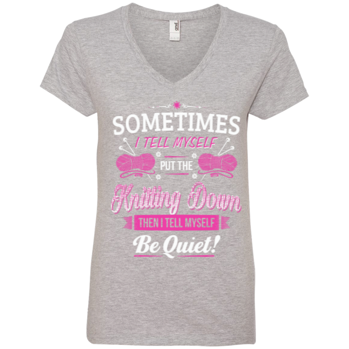 Put The Knitting Down Ladies V-Neck Tee - Crafter4Life - 2