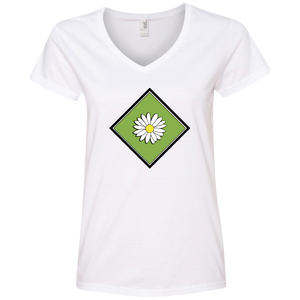 Daisy Field Ladies V-Neck T-Shirt