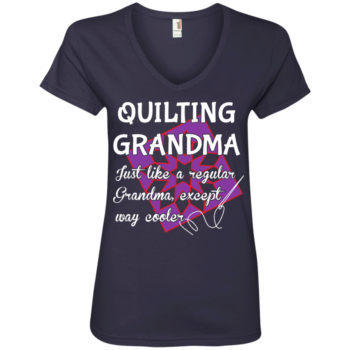 Quilting Grandma Ladies' V-Neck Tee