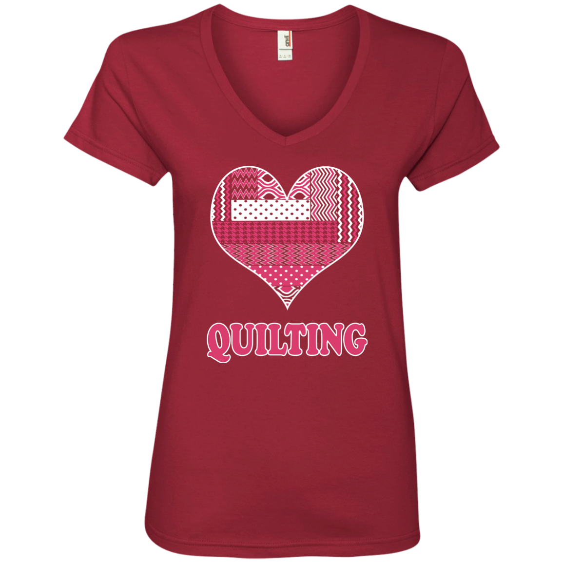 Heart Quilting Ladies V-neck Tee - Crafter4Life - 3
