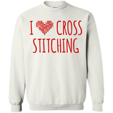 I Heart Cross Stitching Crewneck Pullover Sweatshirt