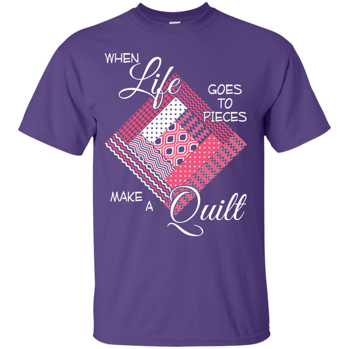 Make a Quilt (pink) Custom Ultra Cotton T-Shirt - Crafter4Life - 9