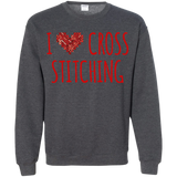 I Heart Cross Stitching Crewneck Pullover Sweatshirt