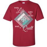 Make a Quilt (turquoise) Custom Ultra Cotton T-Shirt - Crafter4Life - 5