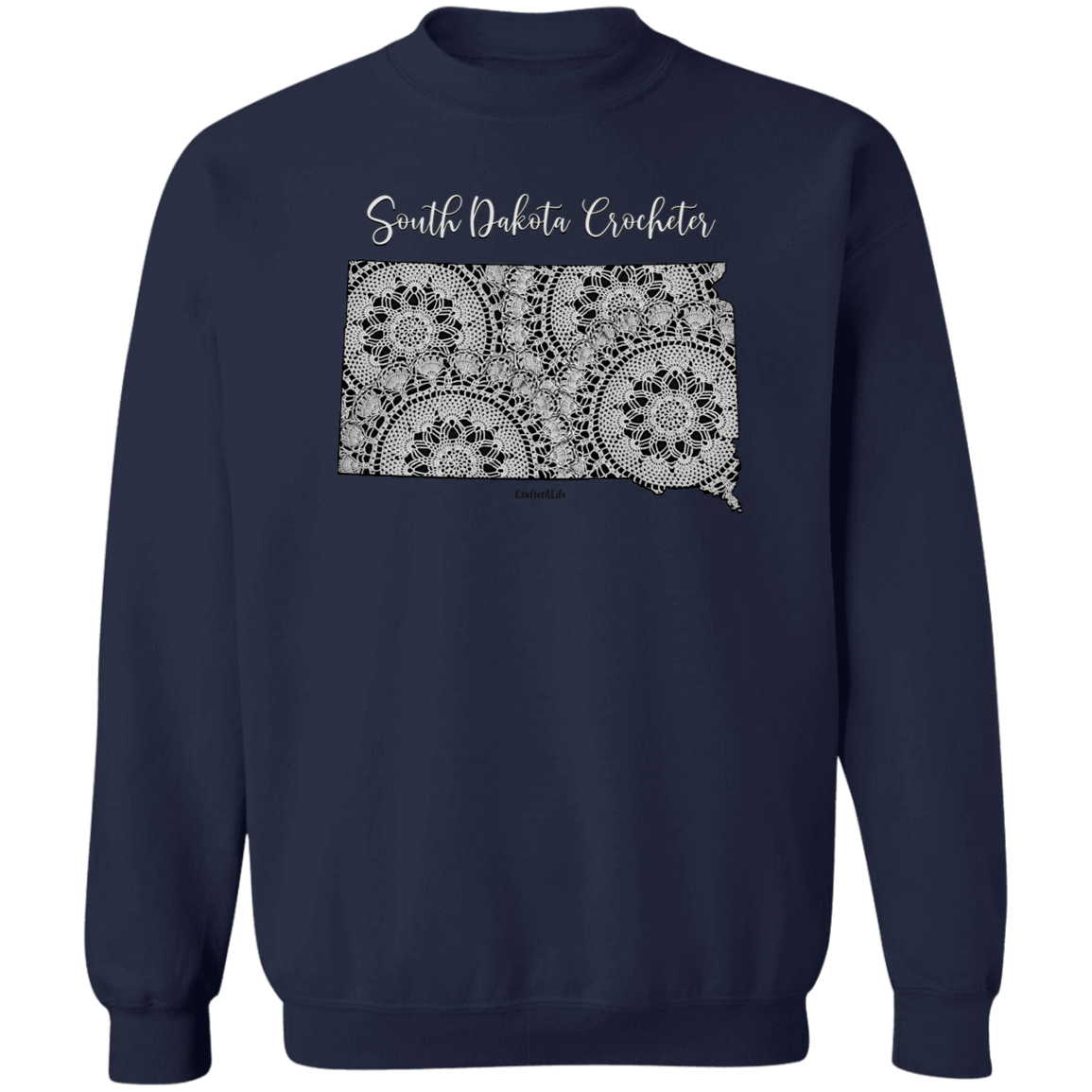 South Dakota Crocheter Crewneck Pullover Sweatshirt
