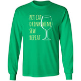 Pet Cat-Drink Wine-Sew Long Sleeve T-Shirt