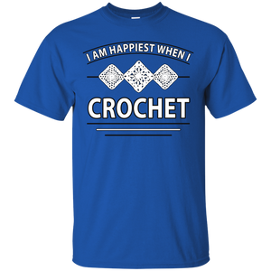 I Am Happiest When I Crochet Custom Ultra Cotton T-Shirt - Crafter4Life - 1