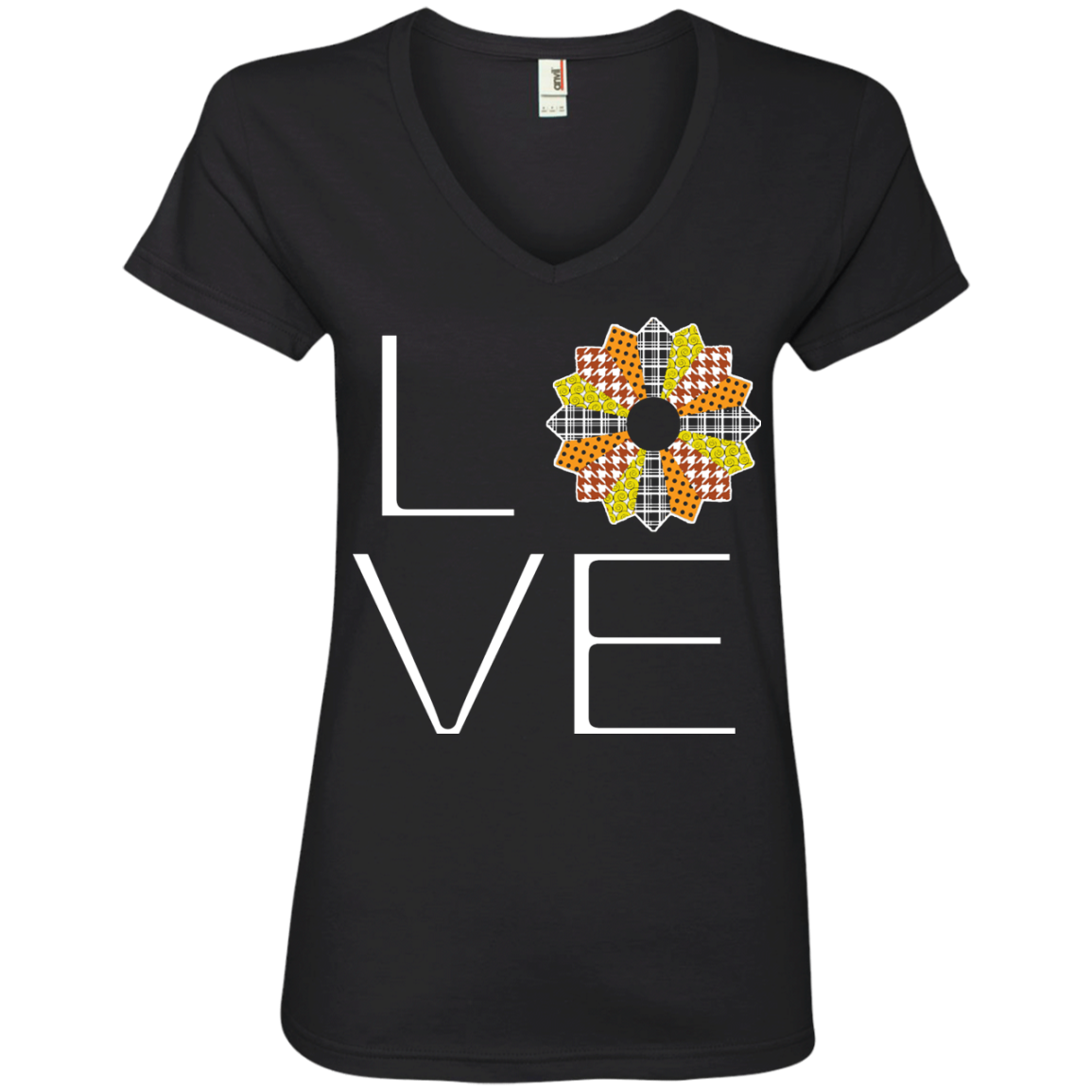 LOVE Quilting (Fall Colors) Ladies V-neck Tee - Crafter4Life - 3