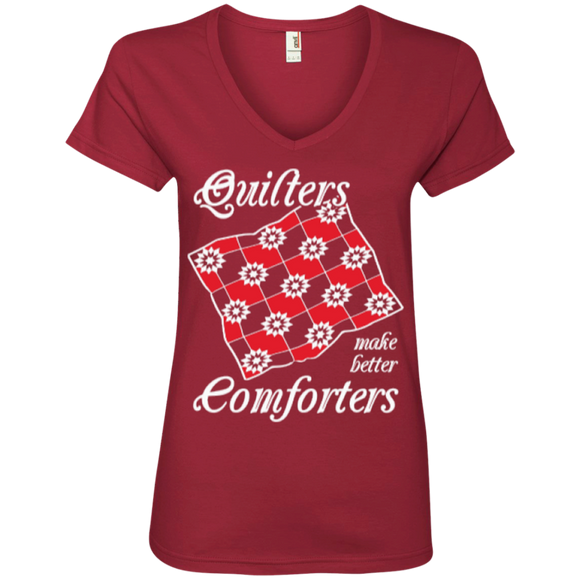 Quilters Make Better Comforters Ladies V-neck Tee - Crafter4Life - 1