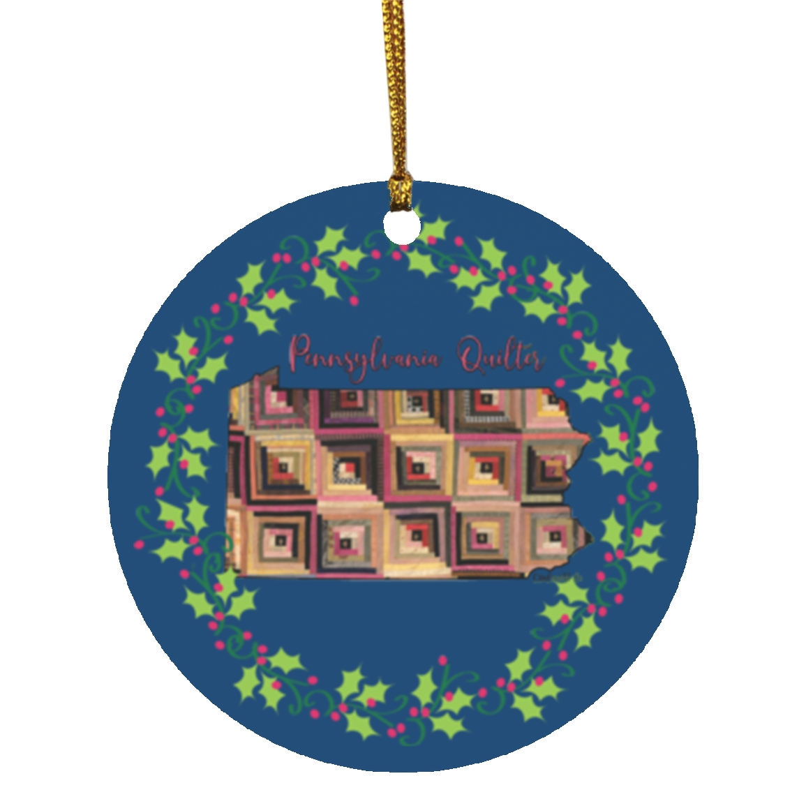 Pennsylvania Quilter Christmas Circle Ornament