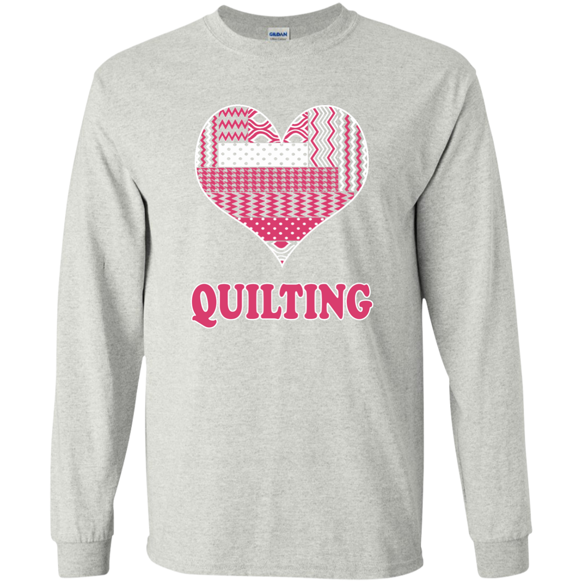 Heart Quilting Long Sleeve Ultra Cotton T-Shirt - Crafter4Life - 3