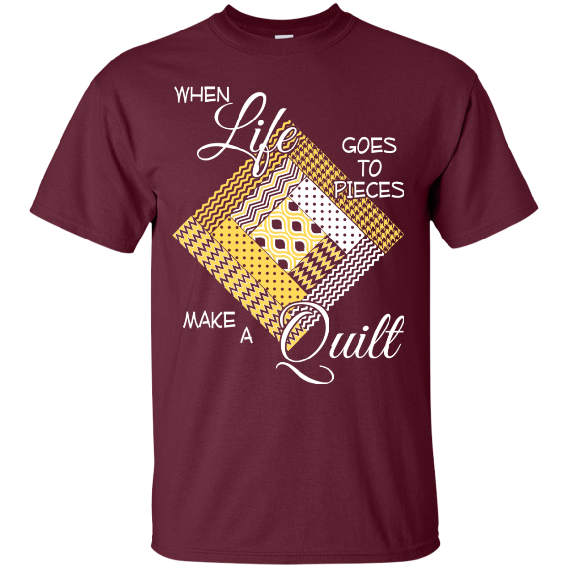 Make a Quilt (yellow) Custom Ultra Cotton T-Shirt - Crafter4Life - 9