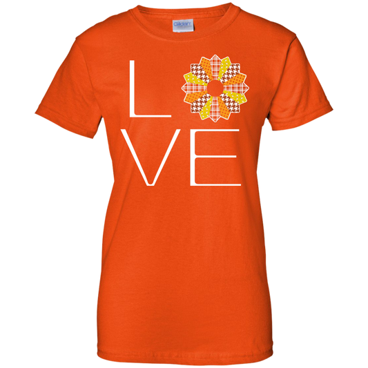 LOVE Quilting (Fall Colors) Ladies Custom 100% Cotton T-Shirt - Crafter4Life - 1
