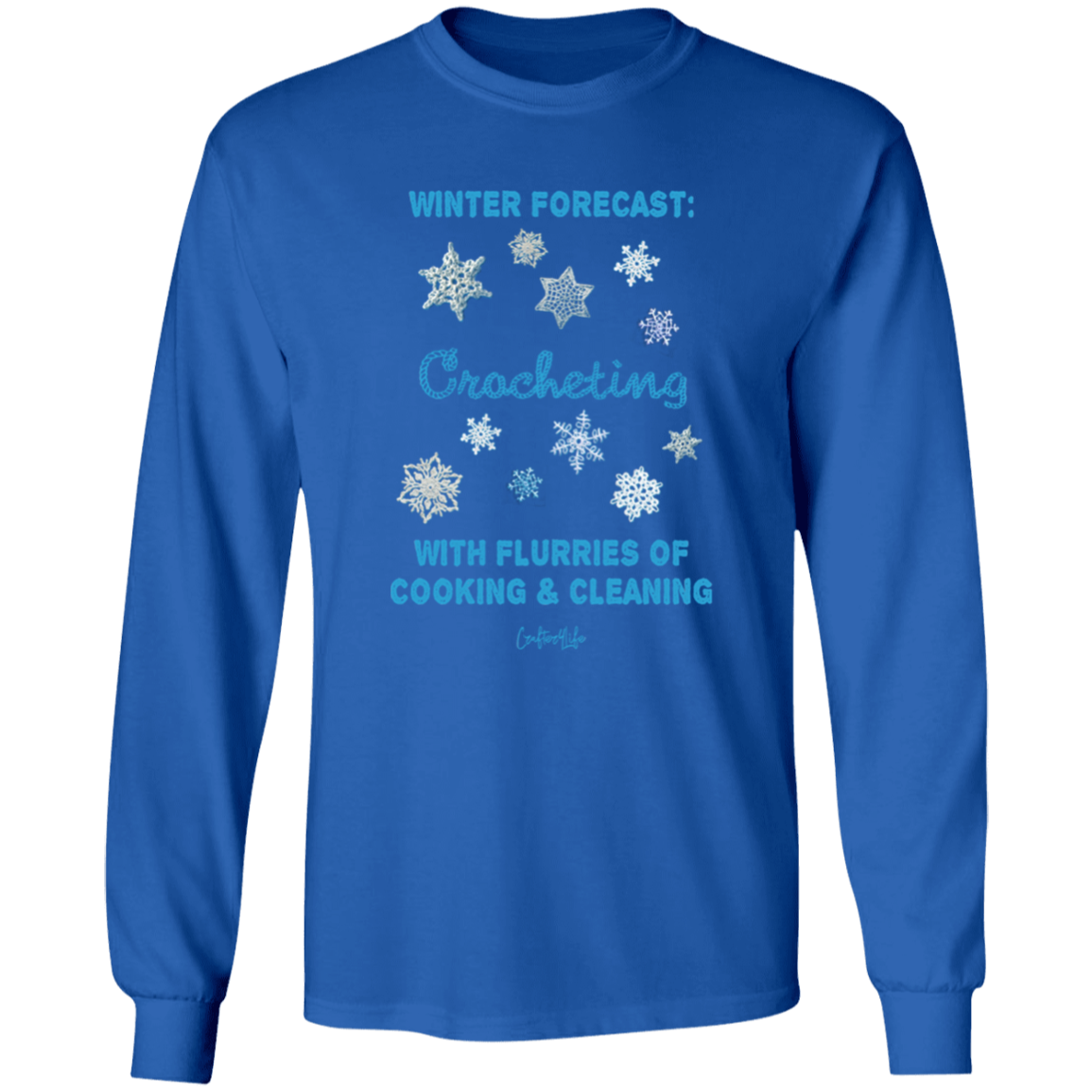 Winter Forecast Crocheting Flurries LS Ultra Cotton T-Shirt