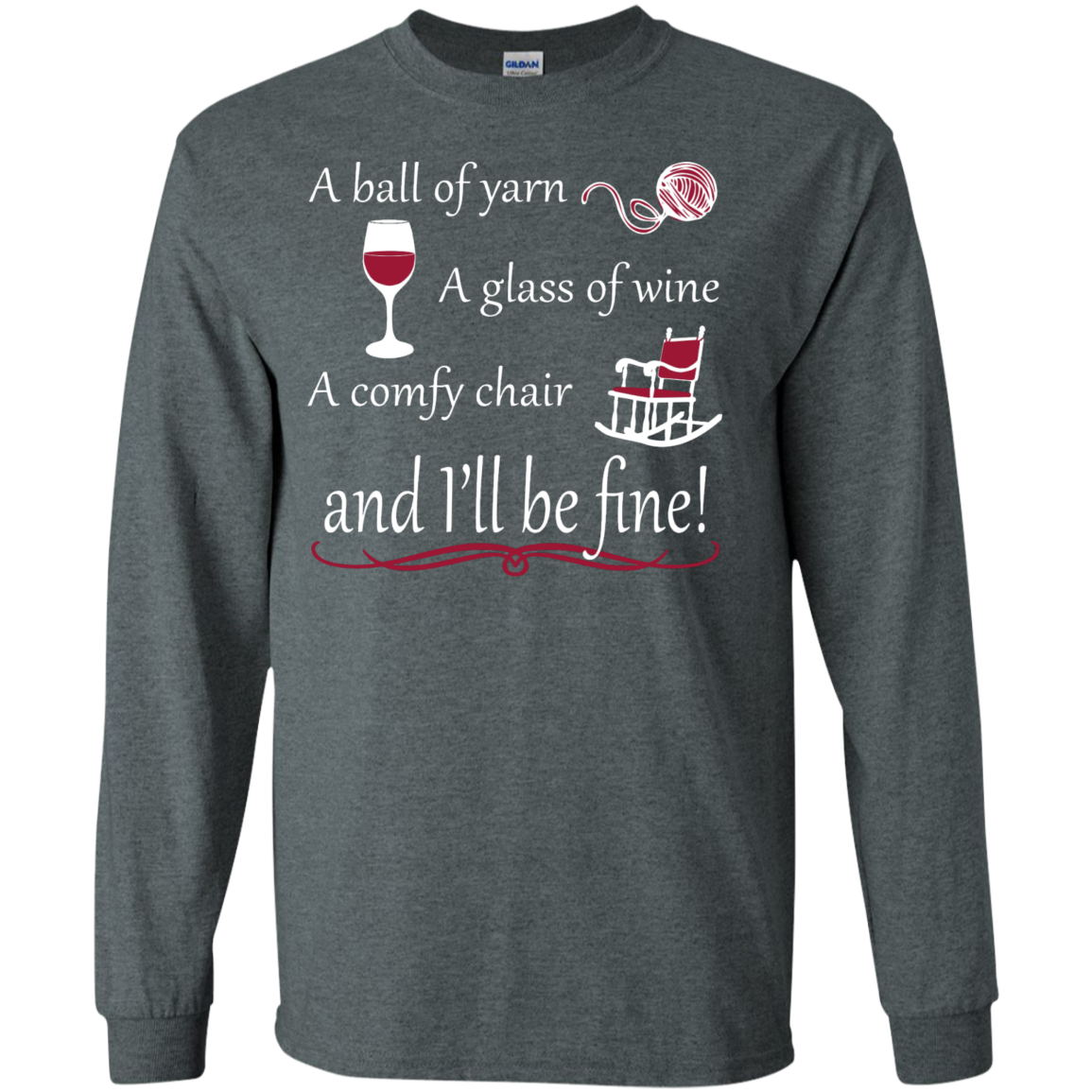 A Ball of Yarn a Glass of Wine Long Sleeve T-Shirt - Crafter4Life - 4