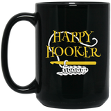 Happy Hooker Black Mugs