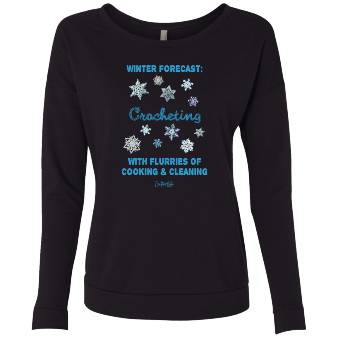 Winter Forecast Crocheting Flurries Ladies Long Sleeve Shirts