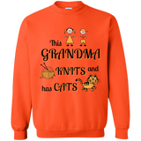 Grandma-Knit-Cats Crewneck Pullover Sweatshirt