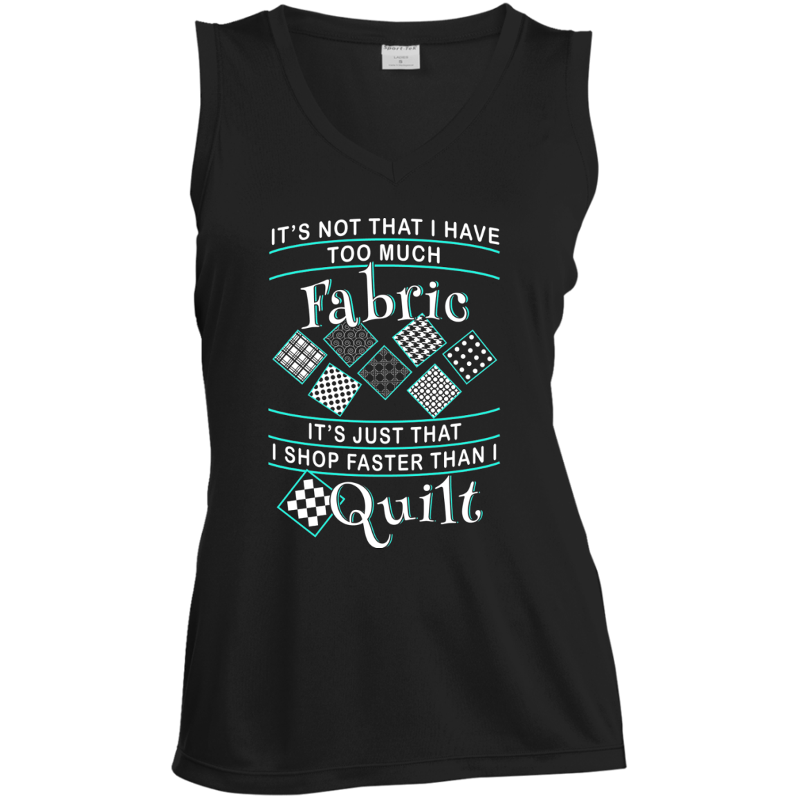 I Shop Faster than I Quilt Ladies Sleeveless V-neck - Crafter4Life - 2