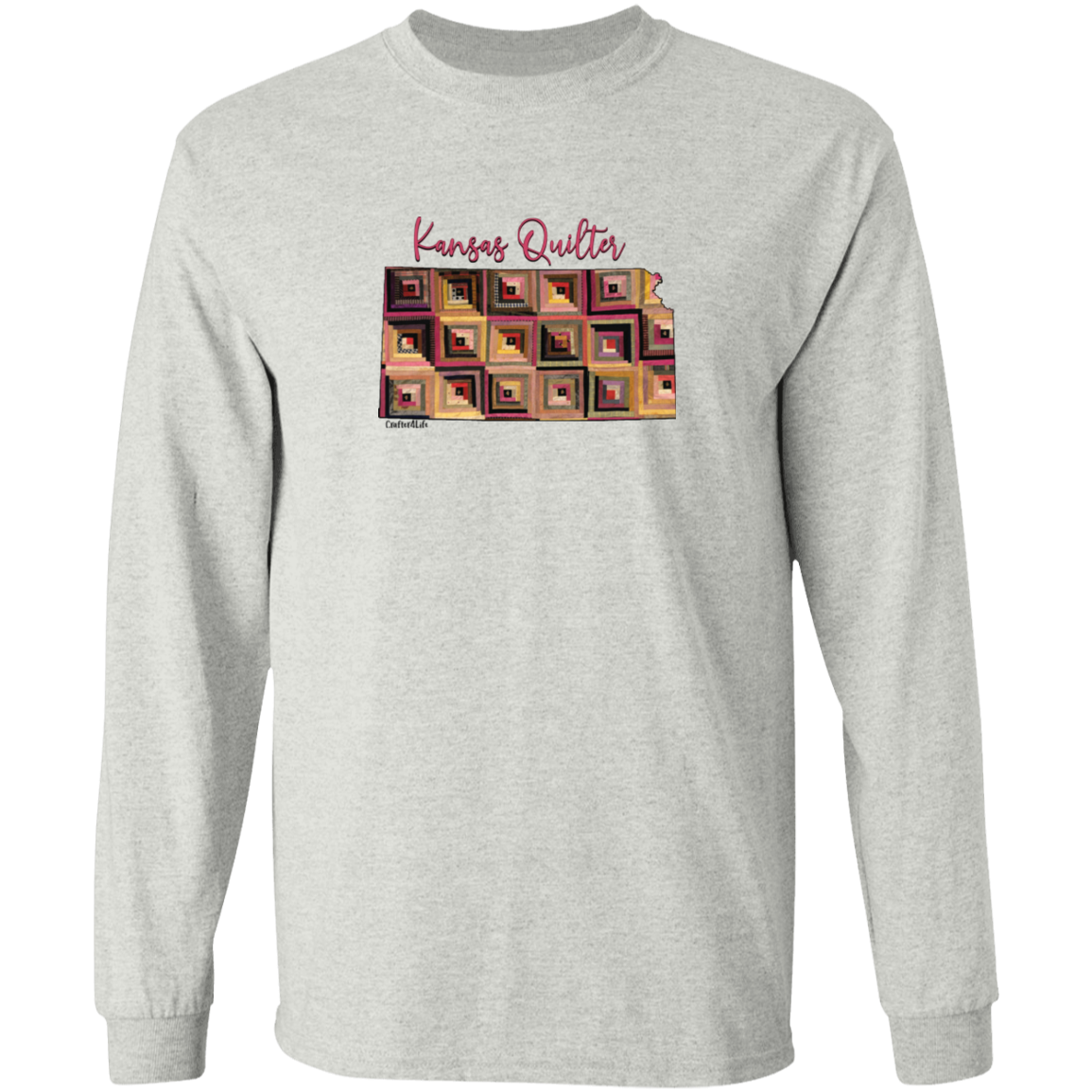 Kansas Quilter Long Sleeve T-Shirt, Gift for Quilting Friends and Family