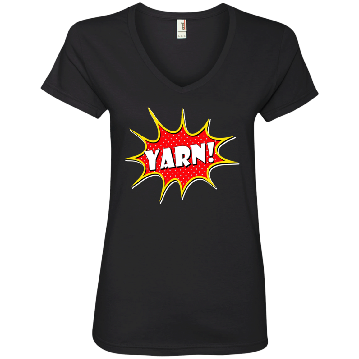 Yarn! Comic Starburst Ladies V-Neck T-Shirt