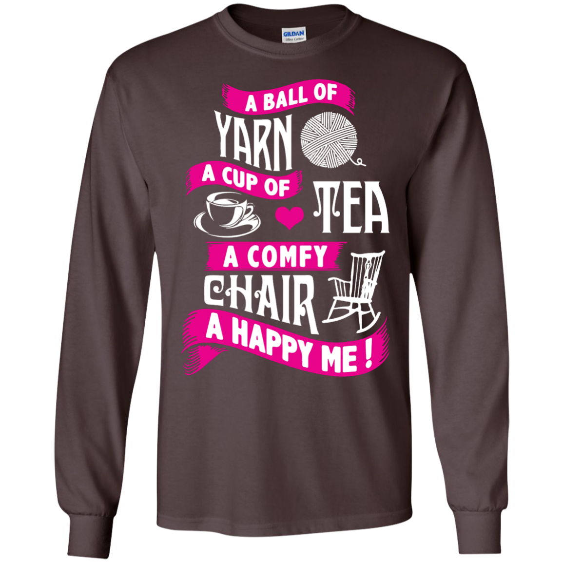 A Ball of Yarn, A Happy Me Long Sleeve Ultra Cotton Tshirt - Crafter4Life - 5
