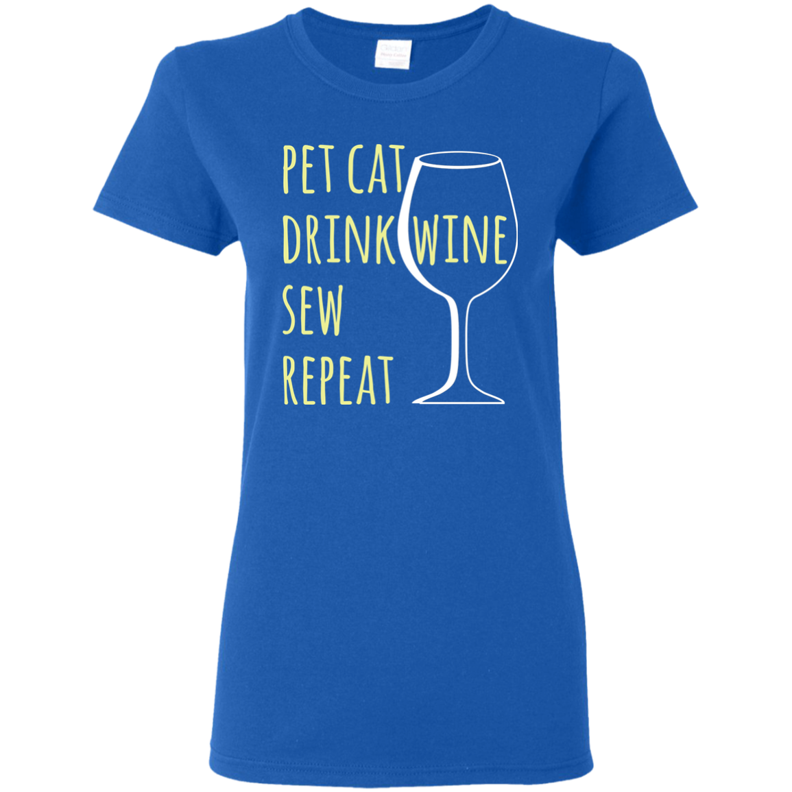 Pet Cat-Drink Wine-Sew Ladies T-Shirt