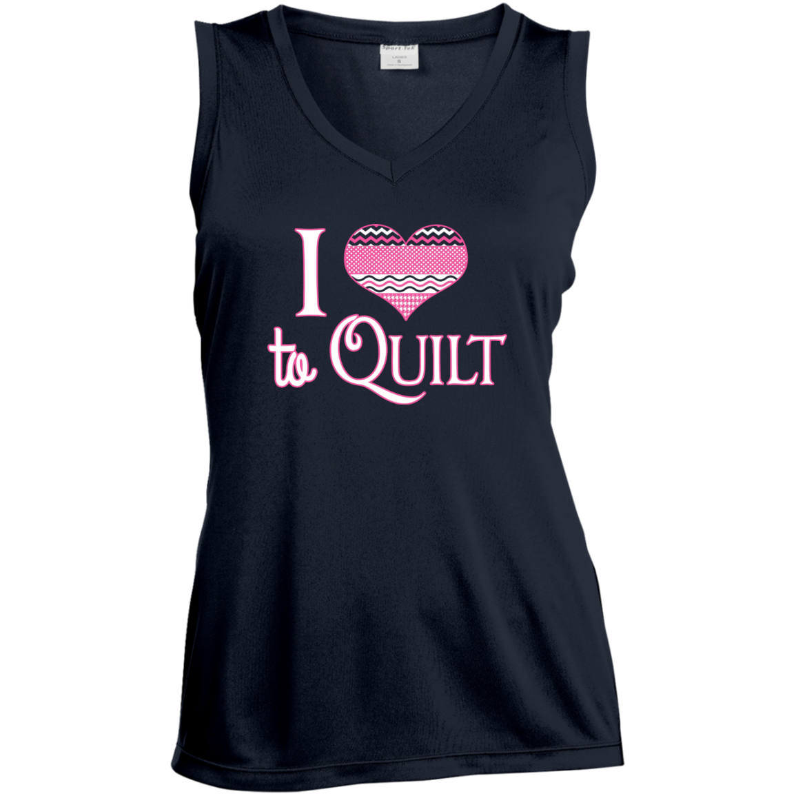 I Heart to Quilt Ladies Sleeveless V-neck - Crafter4Life - 5