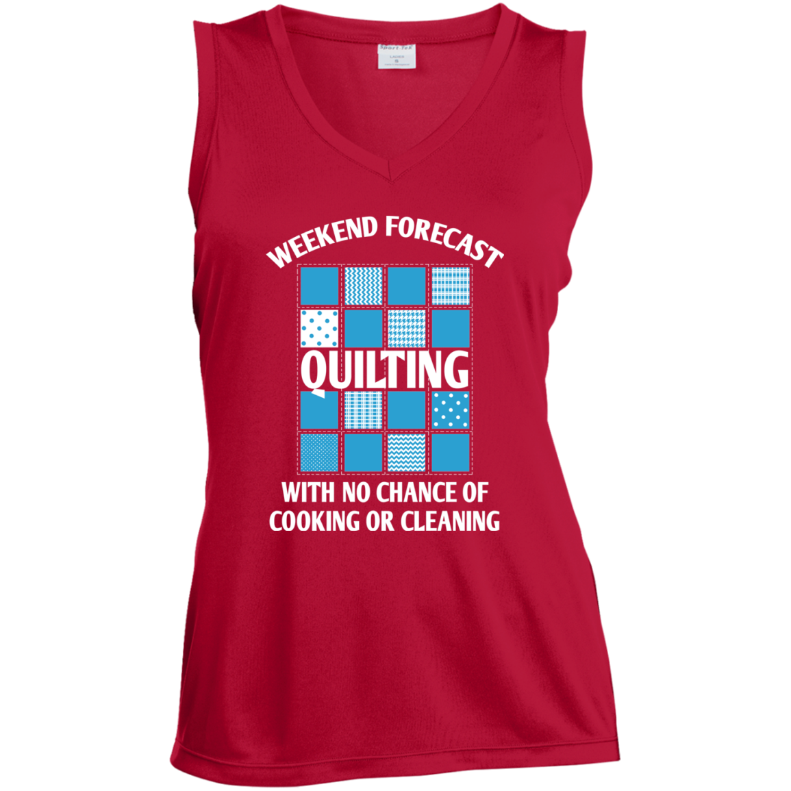 Weekend Forecast Quilting Ladies Sleeveless Moisture Absorbing V-Neck