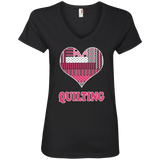 Heart Quilting Ladies V-neck Tee - Crafter4Life - 2
