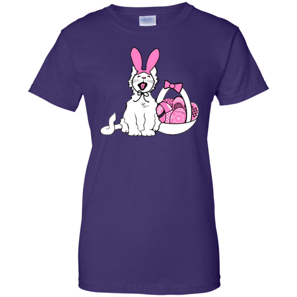 Easter Kitty Ladies 100% Cotton T-Shirt