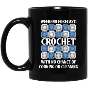 Weekend Forecast Crochet Black Mugs