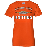 I Am Happiest When I'm Knitting Ladies Custom 100% Cotton T-Shirt - Crafter4Life - 4