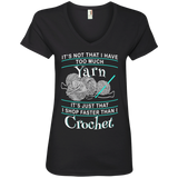 I Shop Faster than I Crochet Ladies V-Neck T-Shirt