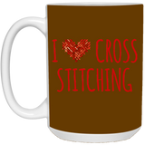 I Heart Cross Stitching White Mugs