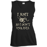 I Knit So I Don't Unravel Ladies' Sleeveless Moisture Absorbing V-Neck