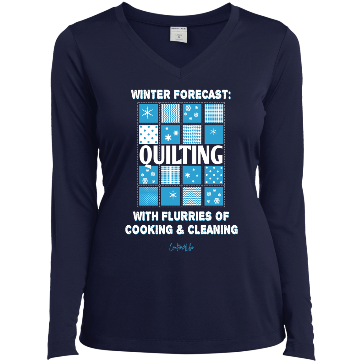 Winter Forecast Quilting Flurries Ladies Long Sleeve Shirts