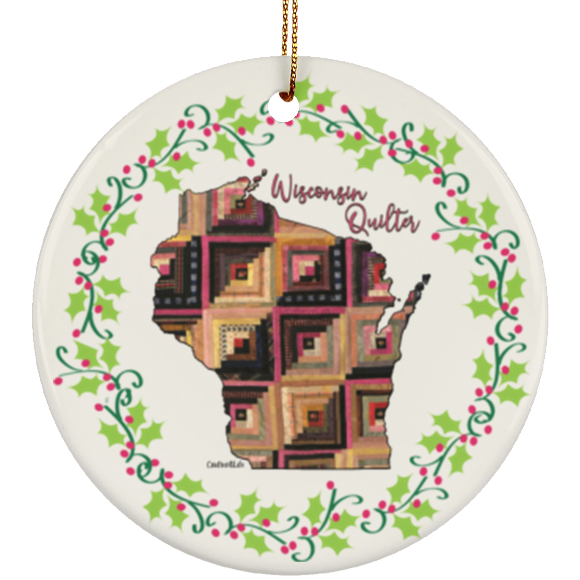 Wisconsin Quilter Christmas Ornament